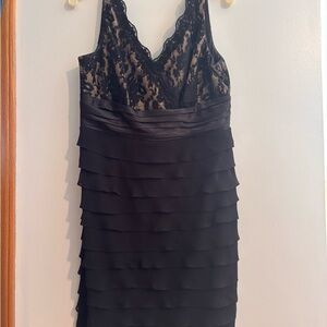 S.L. Fashions Black Lace Mini Dress